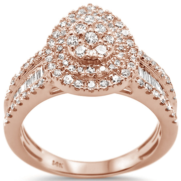 DIAMOND CLOSEOUT! .98ct 14k Rose Gold Pear Shape Diamond Engagement Ring Size 6.5
