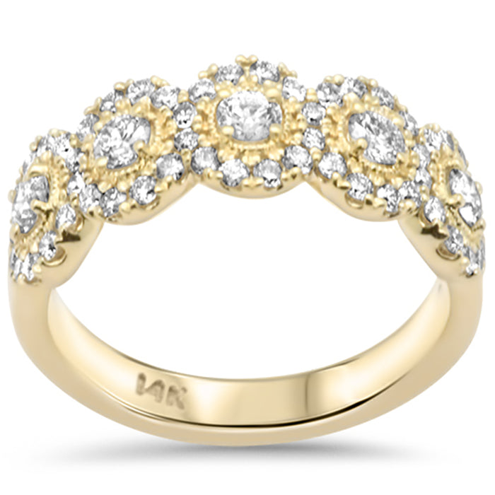 SPECIAL! .99ct G SI 14K Yellow Gold Diamond Round Halo Band Ring Size 6.5
