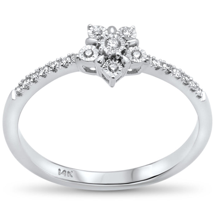 DIAMOND CLOSEOUT! .09ct 14k White Gold Diamond Flower Fashion Promise Ring Size 6.5