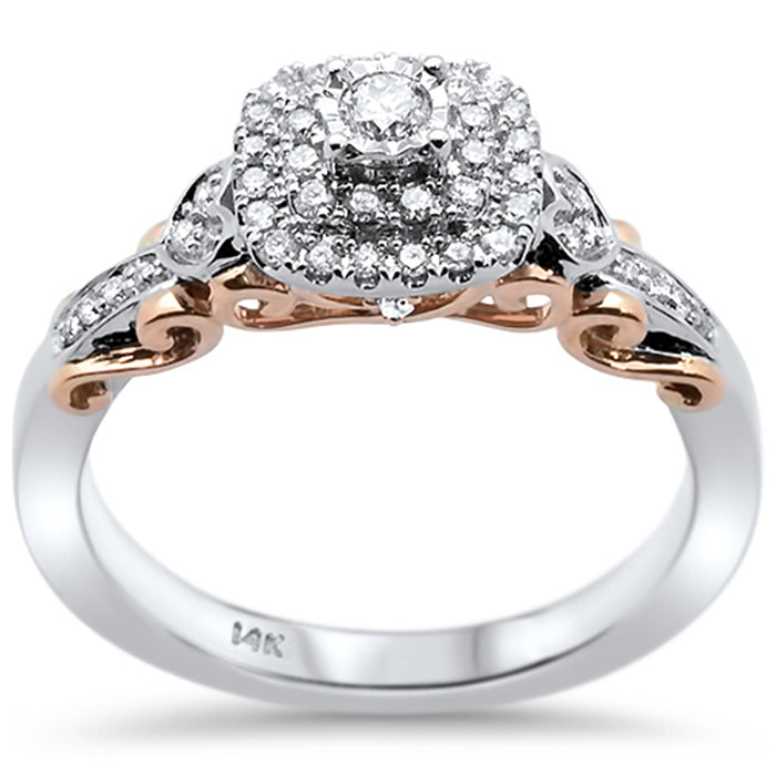DIAMOND CLOSEOUT! .32ct 14k Two Tone Gold Square Shape Diamond Engagement Ring Size 6.5
