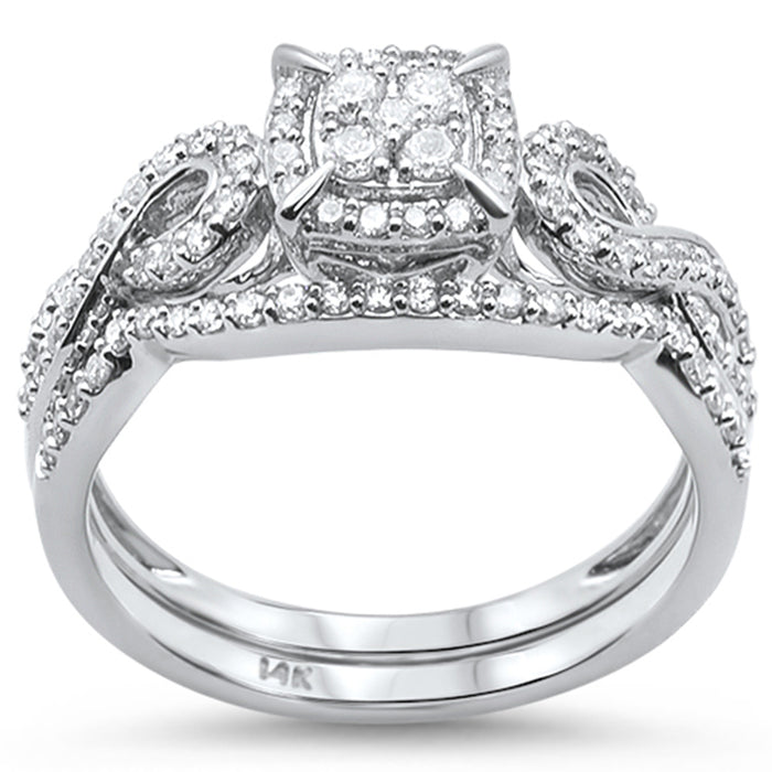 DIAMOND CLOSEOUT! .48ct 14k White Gold Square Diamond Engagement Bridal Set Ring Size 6.5