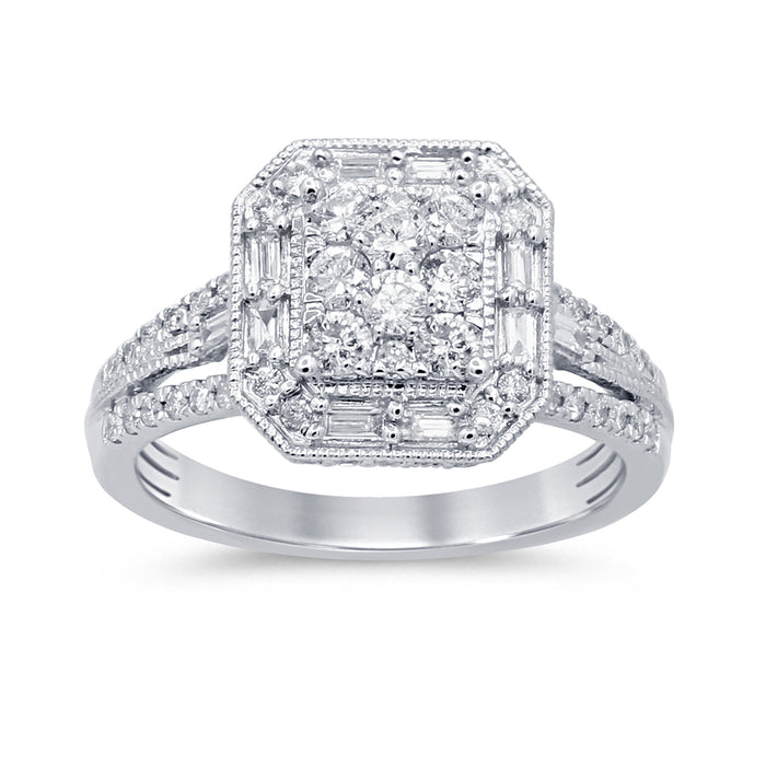 DIAMOND CLOSEOUT! 1.01ct 14k White Gold Square Shape Diamond Engagement Ring Size 6.5