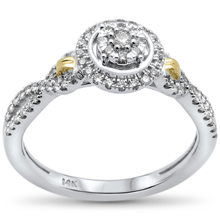 DIAMOND CLOSEOUT! .33ct 14k Two Tone Gold Round Diamond Twisted Band Engagement Ring