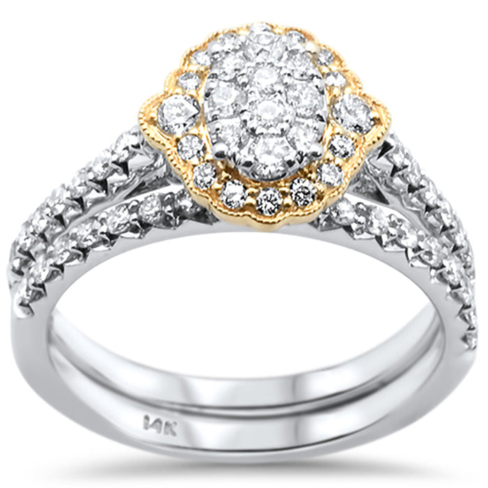 DIAMOND CLOSEOUT! .75ct 14k Two Tone Gold Diamond Engagement Ring Bridal Set Size 6.5