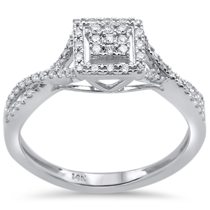 SPECIAL! .25ct 14k White Gold Square Shape Diamond Twisted Band Engagement Ring