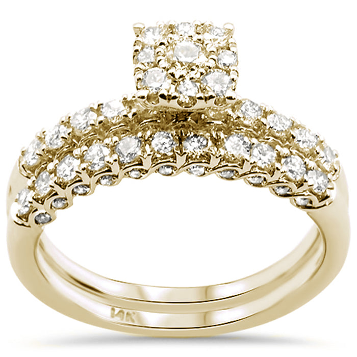 DIAMOND CLOSEOUT! .99ct 14k Yellow Gold Round Diamond Engagement Ring Bridal Set Size 6.5