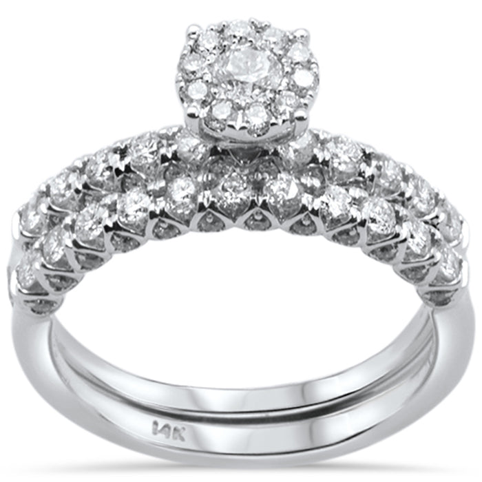 DIAMOND CLOSEOUT! 1.00ct 14k White Gold Round Diamond Engagement Ring Bridal Set Size 6.5
