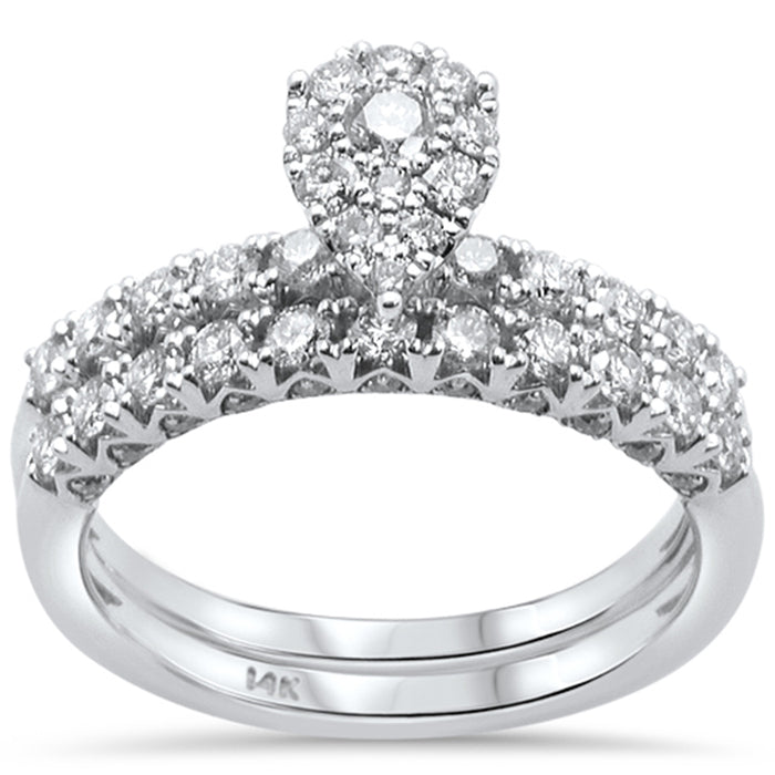 SPECIAL!.99ct 14k White Gold Diamond Pear Shape Engagement Ring Bridal Set