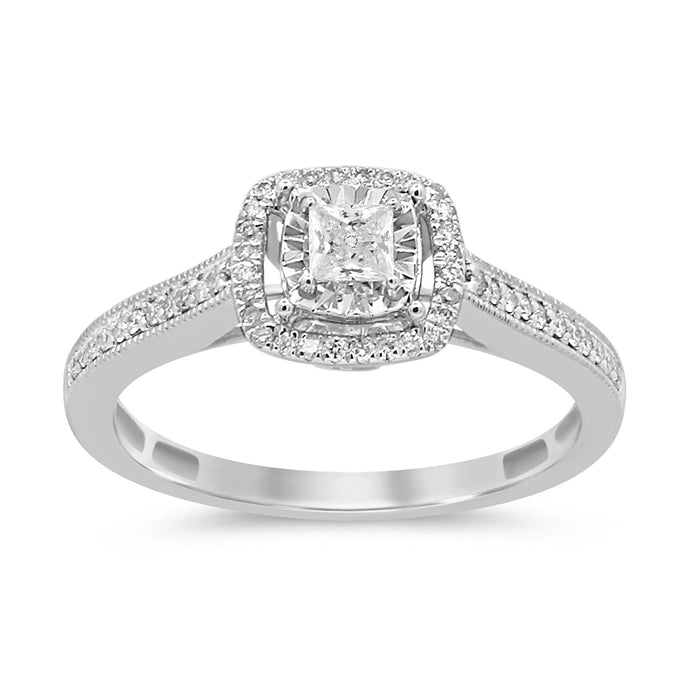 DIAMOND CLOSEOUT! .26ct 14k White Gold Princess Square Diamond Promise Engagement Ring