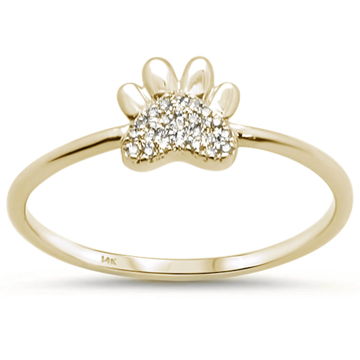 DIAMOND CLOSEOUT! .04ct 14K Yellow Gold Cute Paw Print Diamond Ring Size 6.5