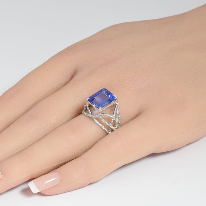 DIAMOND CLOSEOUT! 5.09ct 14K White Gold Tanzanite & Diamond Ladies Ring size 6.5