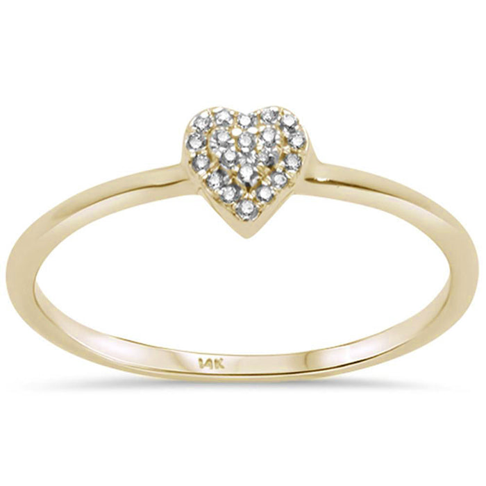DIAMOND CLOSEOUT! .03ct G SI 14K Yellow Gold Diamond Trendy Heart Ring Size 6.5
