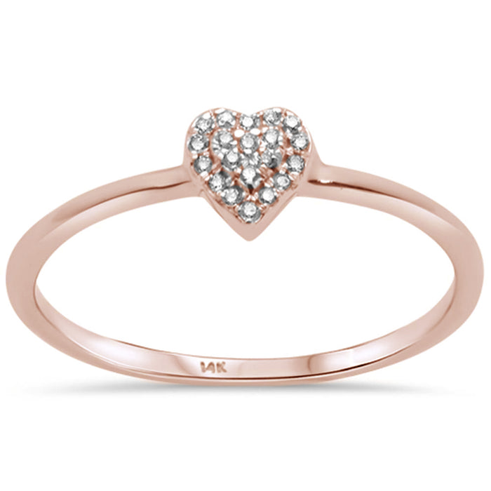 DIAMOND CLOSEOUT! .04ct 14K Rose Gold Pave Heart Trendy Diamond Ring Size 6.5