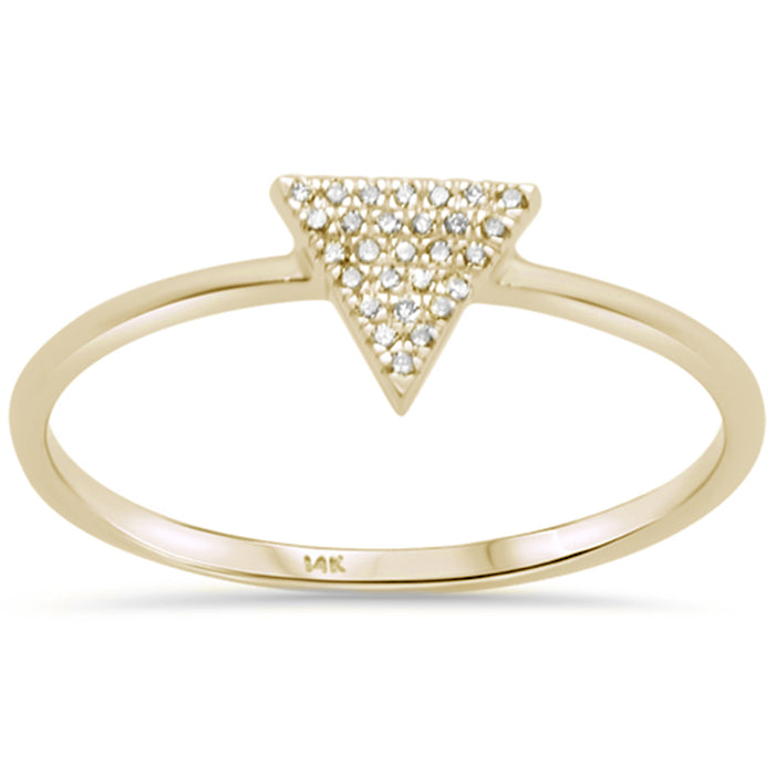 DIAMOND CLOSEOUT! .11ct 14KT Yellow Gold Trendy Triangle Diamond Ring Size 6.5