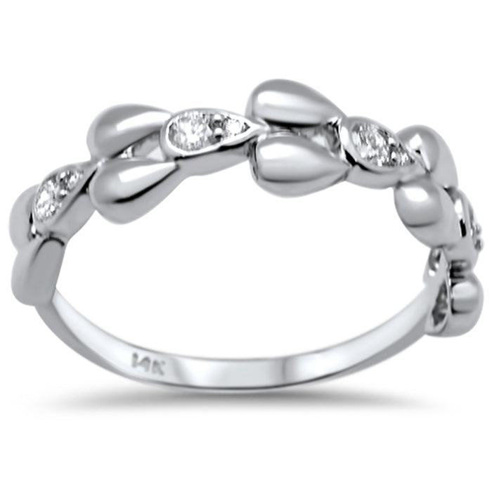 DIAMOND CLOSEOUT! .21ct F SI 14K White Gold Round Diamond Trendy Fine Band Ring Size 6.5