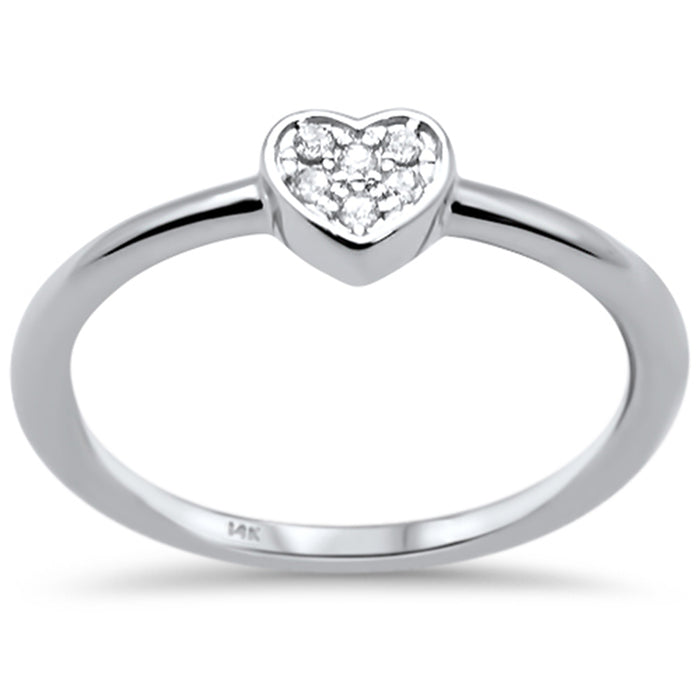 DIAMOND CLOSEOUT! .05ct F SI 14K White Gold Heart Shaped Diamond Engagement Ring Size 6.5