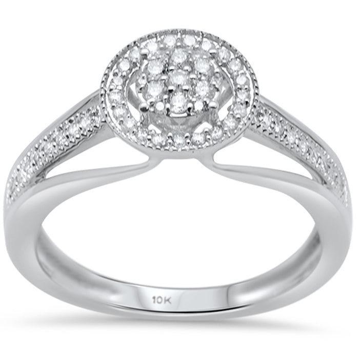 DIAMOND CLOSEOUT! .25ct F SI 10K White Gold Round Diamond Engagement Ring Size 6.5