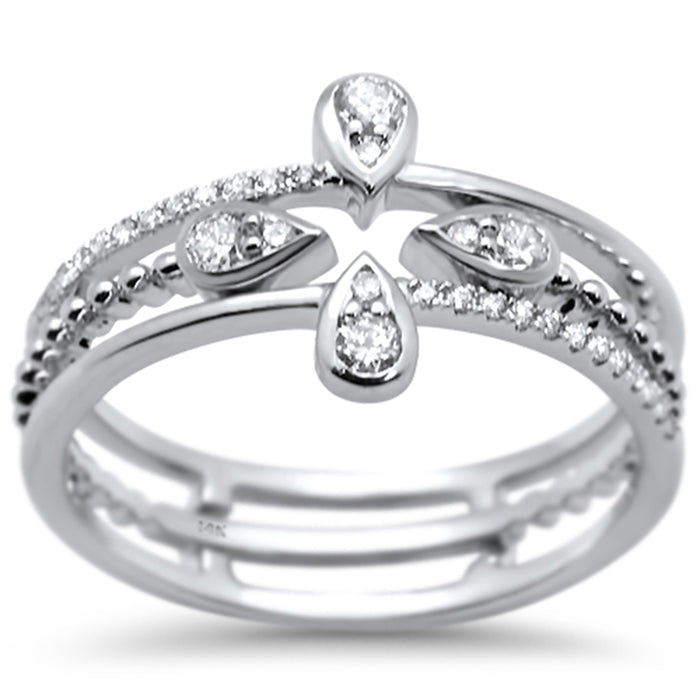 DIAMOND CLOSEOUT! .26ct G SI 14K White Gold Trendy Cross Diamond Band Ring Size 6.5