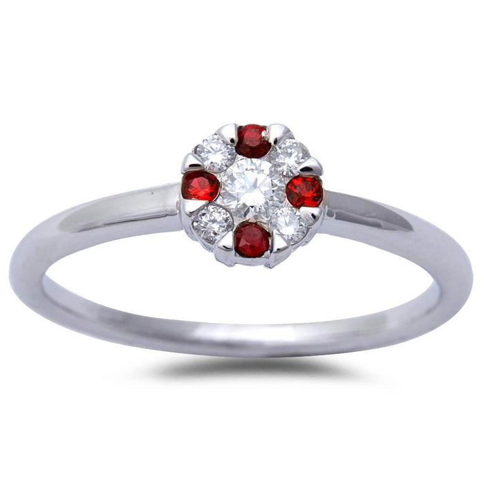 GEMSTONE CLOSEOUT! White Gold Ruby & Diamond Solitaire Engagement Promise Ring Size 6.5