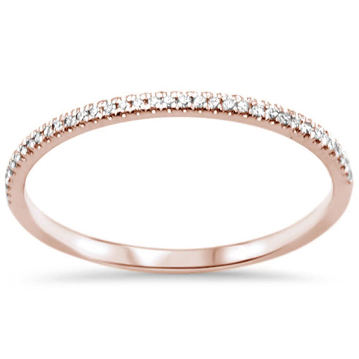 .08ct G SI 14KT Rose Gold Round Diamond Anniversary Stackable Band Ring Size 6.5