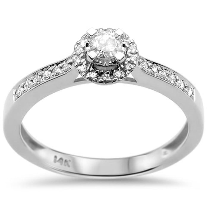 DIAMOND CLOSEOUT! .25CT G SI 14KT White Gold Diamond Round Diamond Engagement Ring Size 6.5