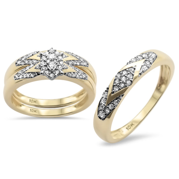 DIAMOND CLOSEOUT! .50CT G SI 10KT Yellow Gold Diamond Men's & Women's Engagement Ring Trio Set