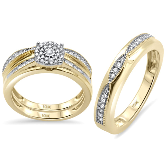 DIAMOND CLOSEOUT! .43ct G SI 10K Yellow Gold Diamond 3pcs Wedding Trio Set