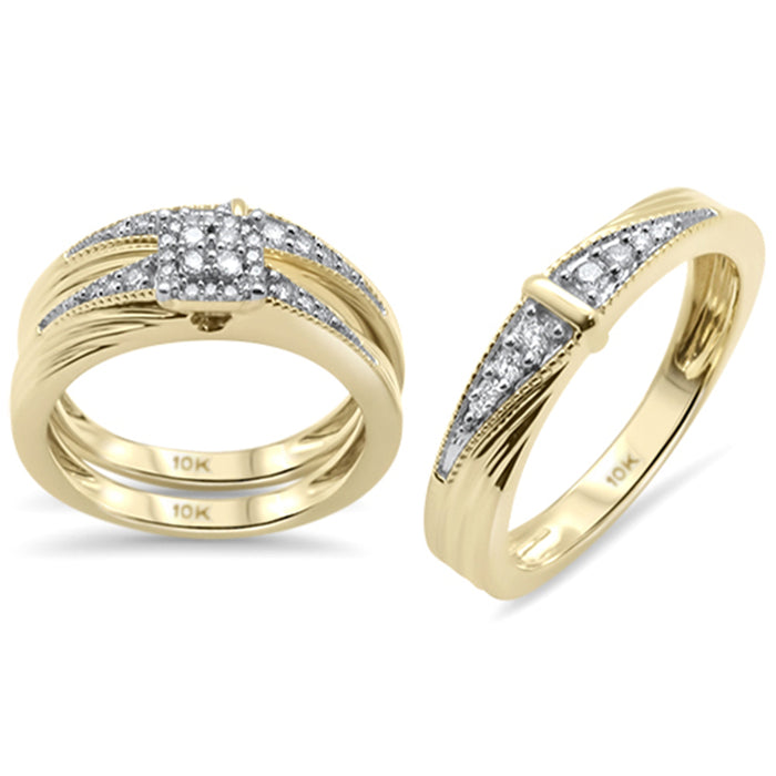 DIAMOND CLOSEOUT! .40ct G SI 10K Yellow Gold Diamond 3pcs Wedding Trio Set