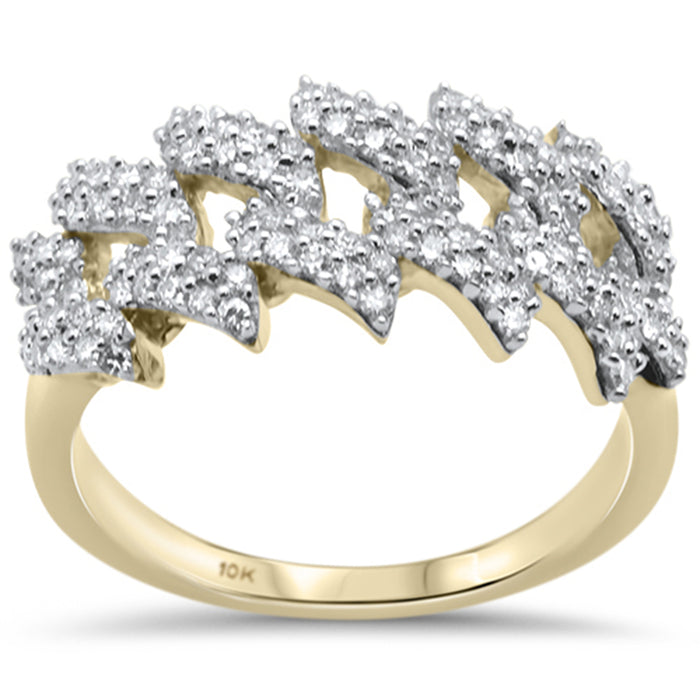 DIAMOND CLOSEOUT! .71ct G SI 10K Yellow Gold Diamond Men's Micro Pave Cuban Link Ring Size 10