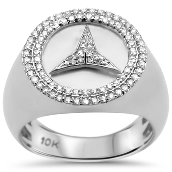 DIAMOND CLOSEOUT! .53ct G SI 10K White Gold Diamond Men's Micro Pave Emblem Ring Size 10