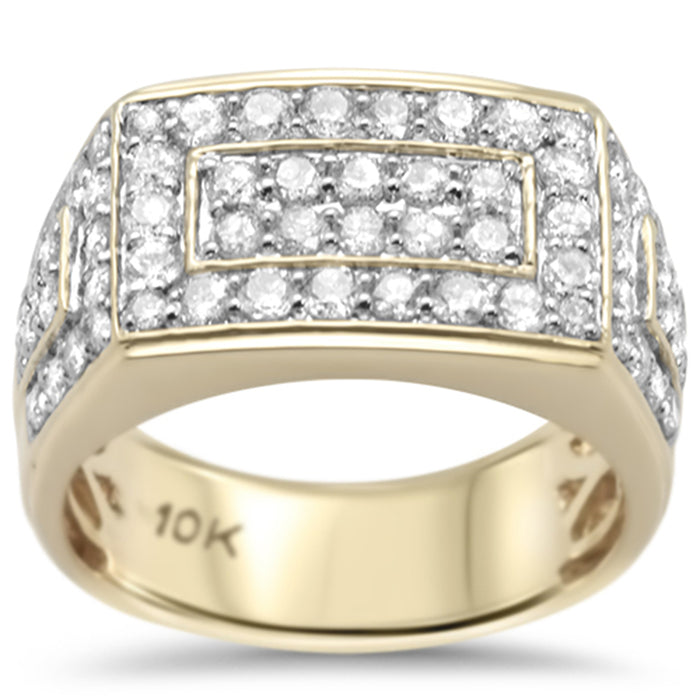 DIAMOND CLOSEOUT! 1.96ct G SI 10K Yellow Gold Diamond Men's Ring Size 10