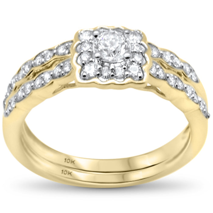 DIAMOND CLOSEOUT! .50ct G SI 10K Yellow Gold Diamond Engagement Ring Bridal Set Size 6.5
