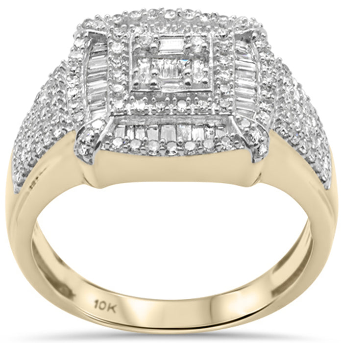 DIAMOND CLOSEOUT! 1.01ct G SI 10KT Yellow Gold Baguette & Round Diamond Men's Ring Size 10