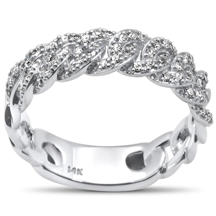DIAMOND CLOSEOUT! .33ct G SI 14KT White Gold Diamond Ladies Cuban Ring Size 6.5