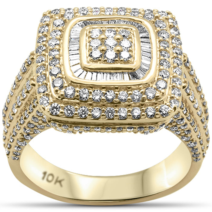 DIAMOND CLOSEOUT! 2.60ct G SI 10K Yellow Gold Baguette & Round Diamond Men's Ring Size 10