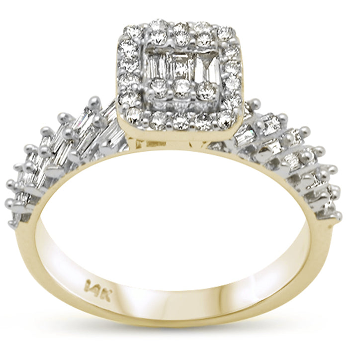 DIAMOND CLOSEOUT! .84ct G SI 14K Yellow Gold Baguette & Round Diamond Ring Size 6.5