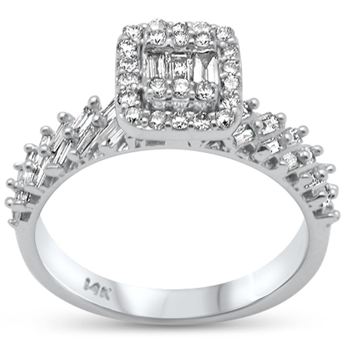 DIAMOND CLOSEOUT! .83ct G SI 14K White Gold Baguette & Round Diamond Ring Size 6.5