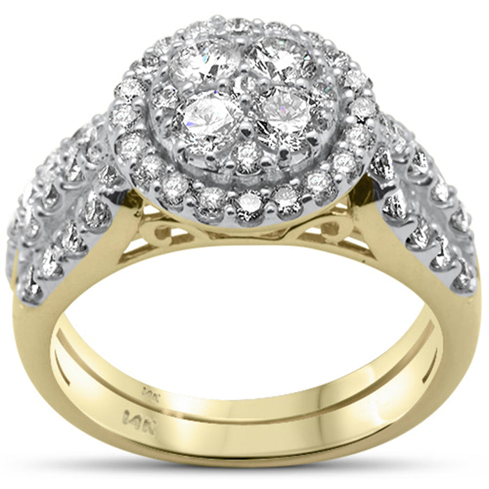 DIAMOND CLOSEOUT! 1.96ct G SI 14K Yellow Gold Baguette & Round Diamond Ring Set