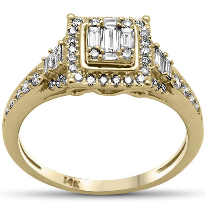 DIAMOND CLOSEOUT! .54ct G SI 14K Yellow Gold Round & Baguette Diamond Engagement Ring Size 6.5