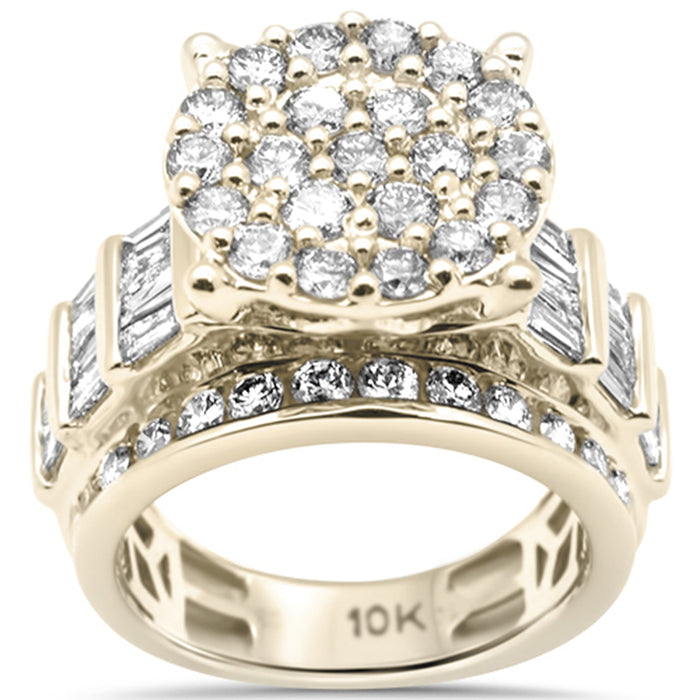 DIAMOND CLOSEOUT! 3.06ct G SI 10K Yellow Gold Diamond Round & Baguette Ring Size 6.5