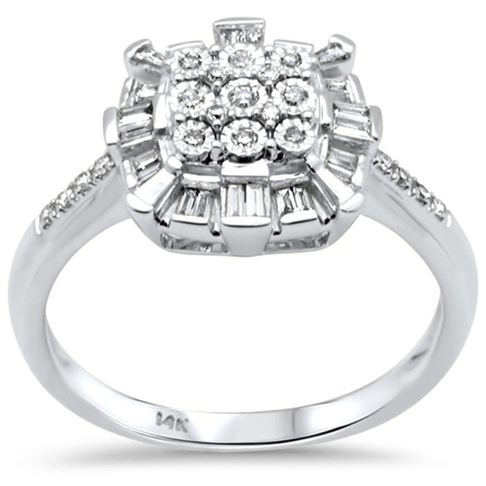 DIAMOND CLOSEOUT! .24ct G SI 14K White Gold Diamond Round & Baguette Ring Size 6.5