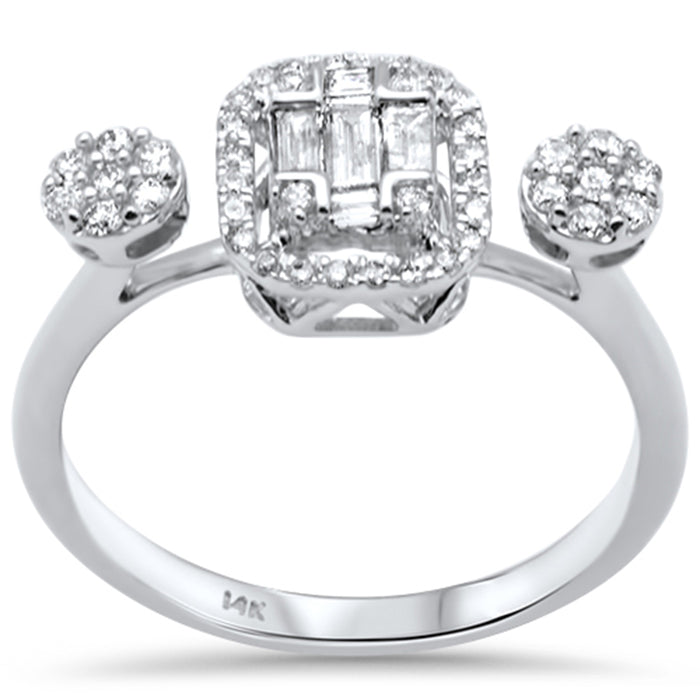 DIAMOND CLOSEOUT! .41ct G SI 14K White Gold Diamond Round & Baguette Diamond Engagement Ring