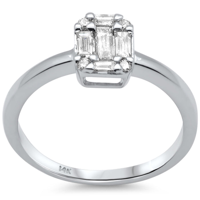 DIAMOND CLOSEOUT! .38ct G SI 14K White Gold Round & Baguette Diamond Engagement Ring