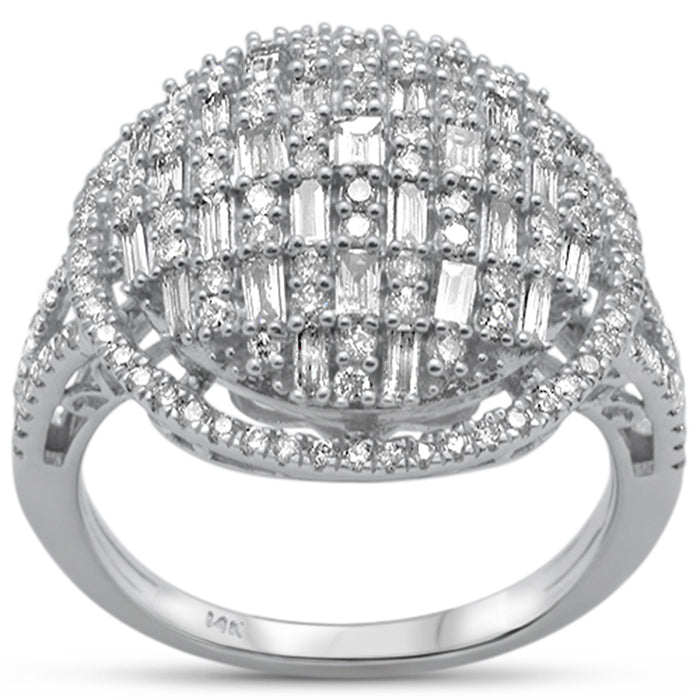 DIAMOND CLOSEOUT! 1.04ct G SI 14K White Gold Round & Baguette Diamond Engagement Ring