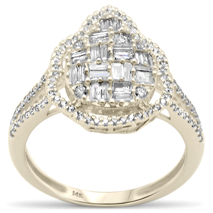 DIAMOND CLOSEOUT! .70ct G SI 14K Yellow Gold Round & Baguette Diamond Engagement Ring