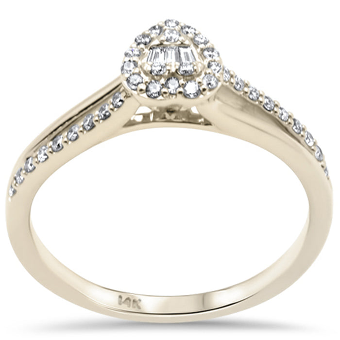 DIAMOND CLOSEOUT! .21ct G SI 14K Yellow Gold Round & Baguette Diamond Engagement Ring