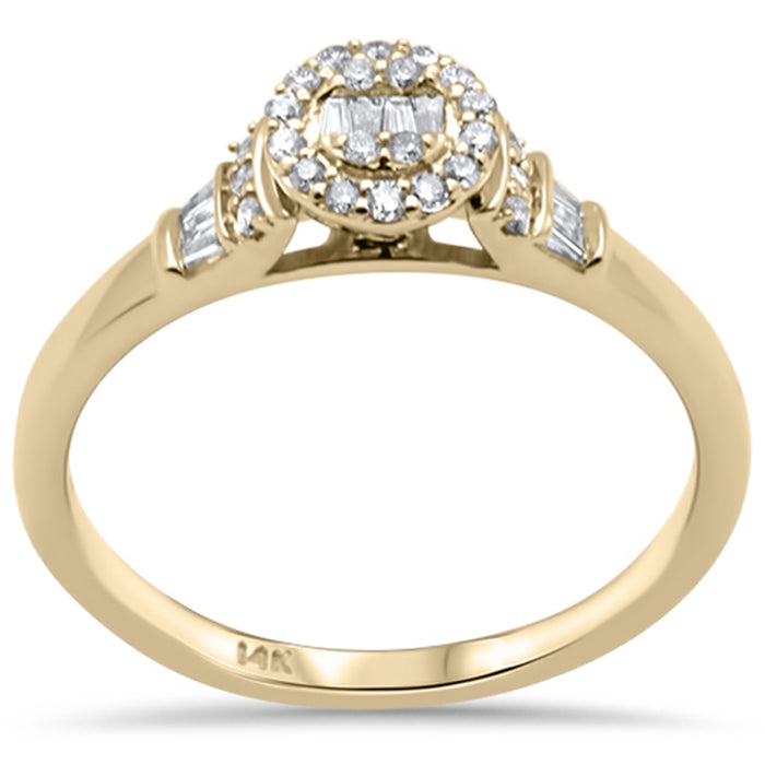 DIAMOND CLOSEOUT! .22ct G SI 14K Yellow Gold Round & Baguette Diamond Engagement Ring