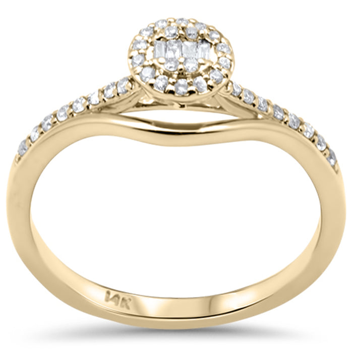 DIAMOND CLOSEOUT! .19ct G SI 14K Yellow Gold Round & Baguette Diamond Engagement Ring