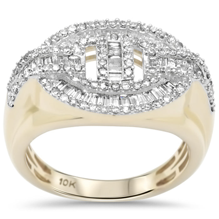 DIAMOND CLOSEOUT! 1.22ct G SI 10K Yellow Gold Diamond Round & Baguete Diamond Men's Ring Band