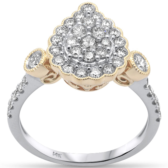 SPECIAL! .86ct G SI 14K White Gold/Yellow Gold Diamond Pear Shaped Women's Ring Size 6.5